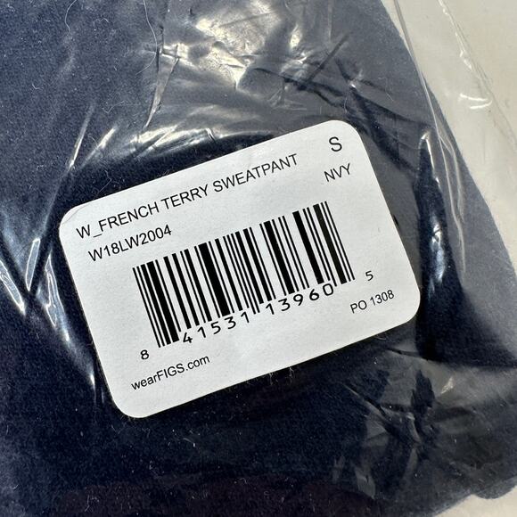 NWT Figs Navy French Terry Sweatpants Elastic Waist Scrubs S - Picture 3 of 7